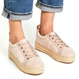 SAM EDELMAN Carleigh Espadrilles Platform Dusty Pink Suede Sneaker Shoes 7.5